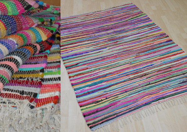 Teppich Fleckerl Fleckerlteppich Multicolor MALMÖ Baumwolle Handweb viele Größen
